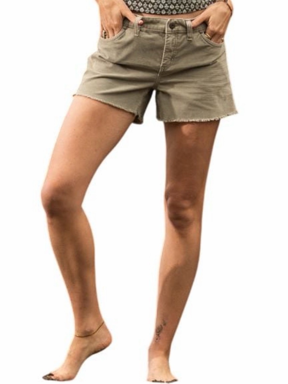 Carve Designs Olive-Tan Frayed Hem Corduroy Shorts